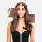 Model with brown hair showing before and after Kerastase Anti-Frizz treatment