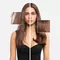 Model with brown hair showing before and after Kerastase Anti-Frizz treatment