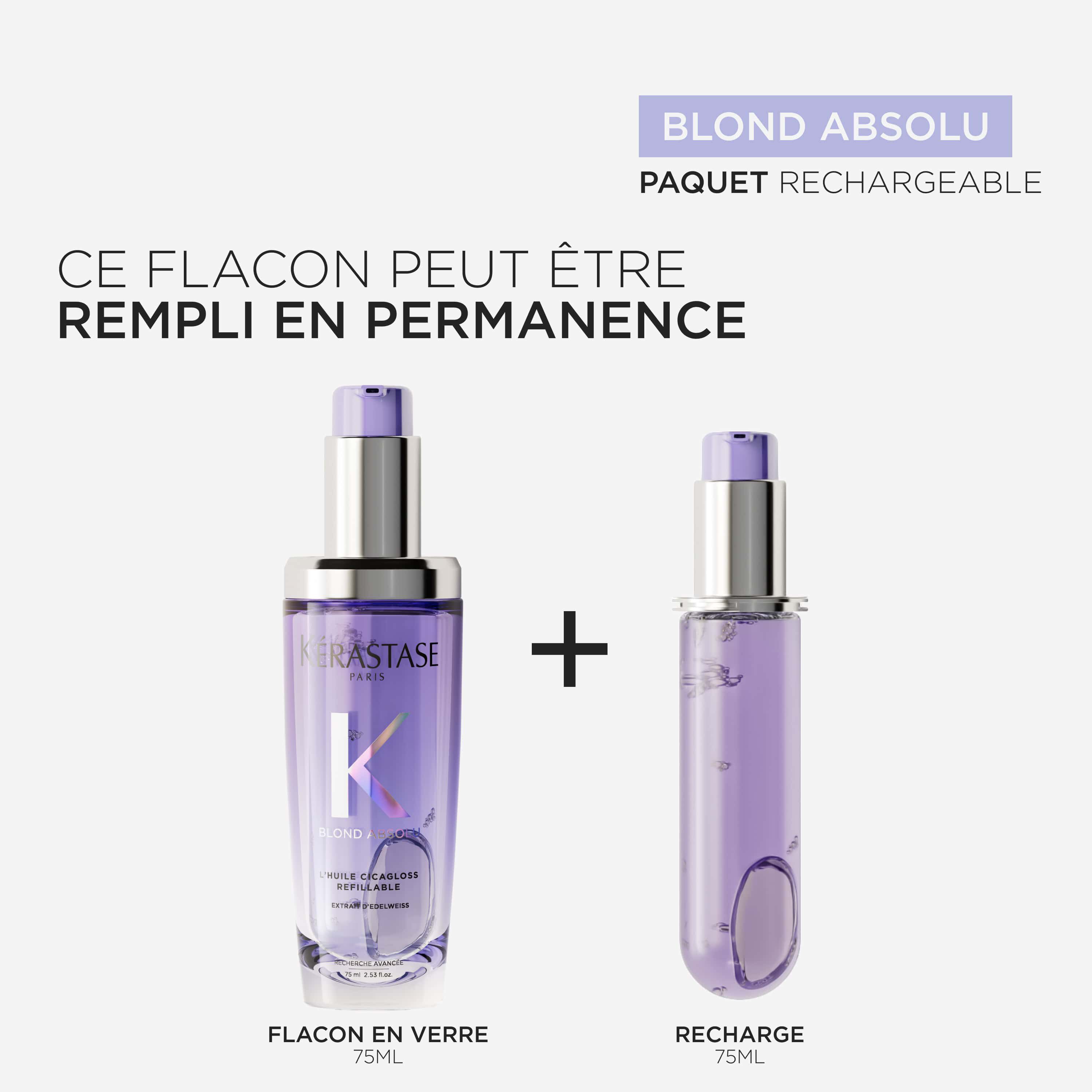Blond Absolu L'huile Cicagloss rechargeable pour cheveux blonds sensibilites, eclaircis ou meches