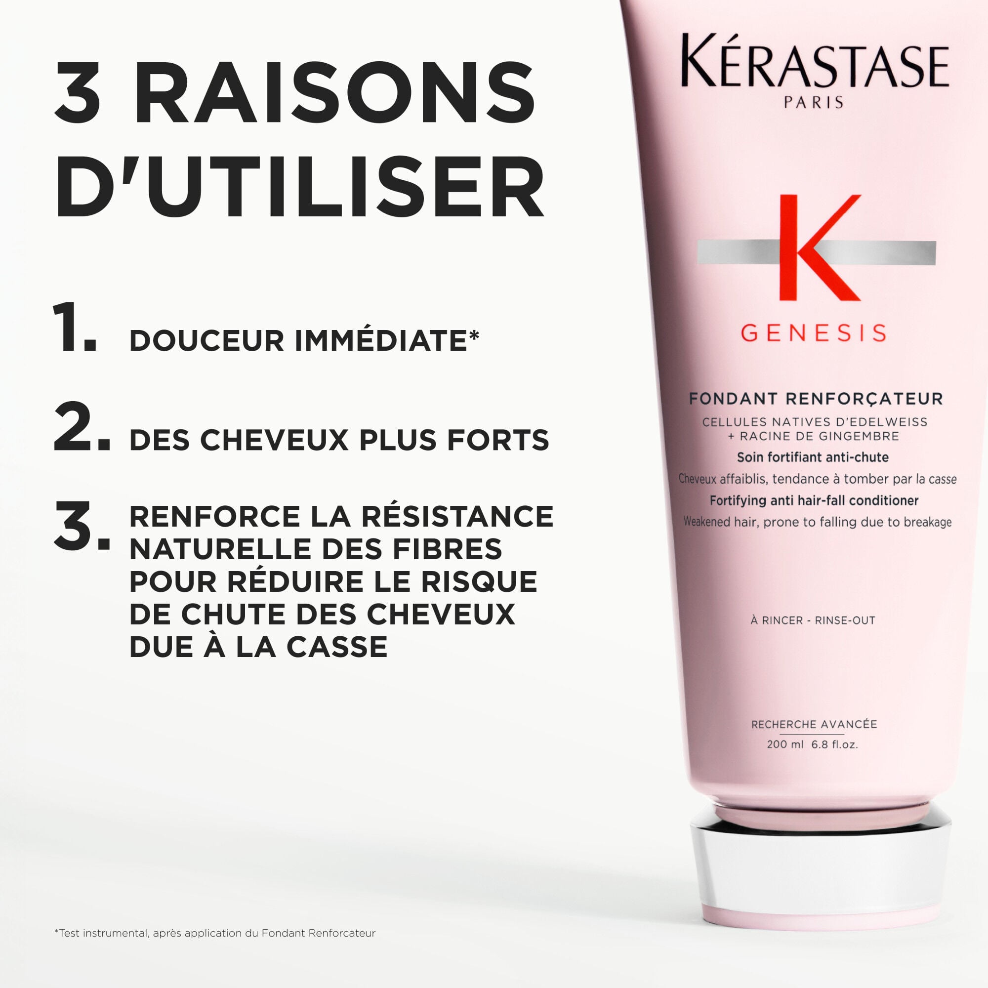 Kerastase Fondant Renfocateur Genesis Revitalisant pour fortifier les cheveux ingredients cles
