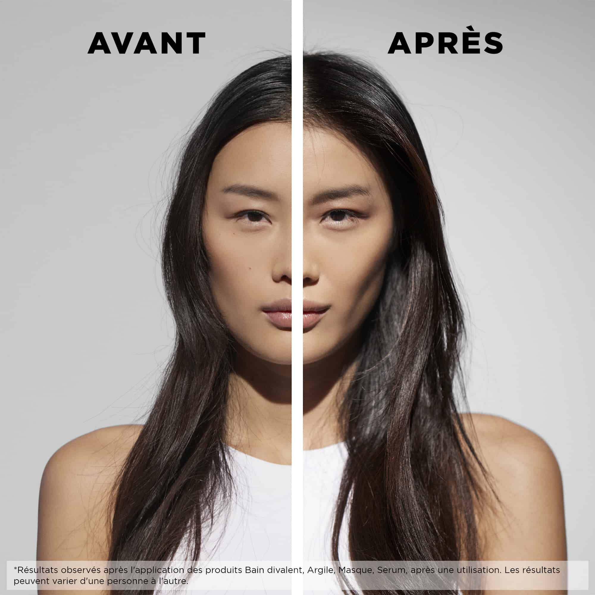 Kerastase Argile Divalent Specifique Traitement pour cuir chevelu equilibre avant et apres