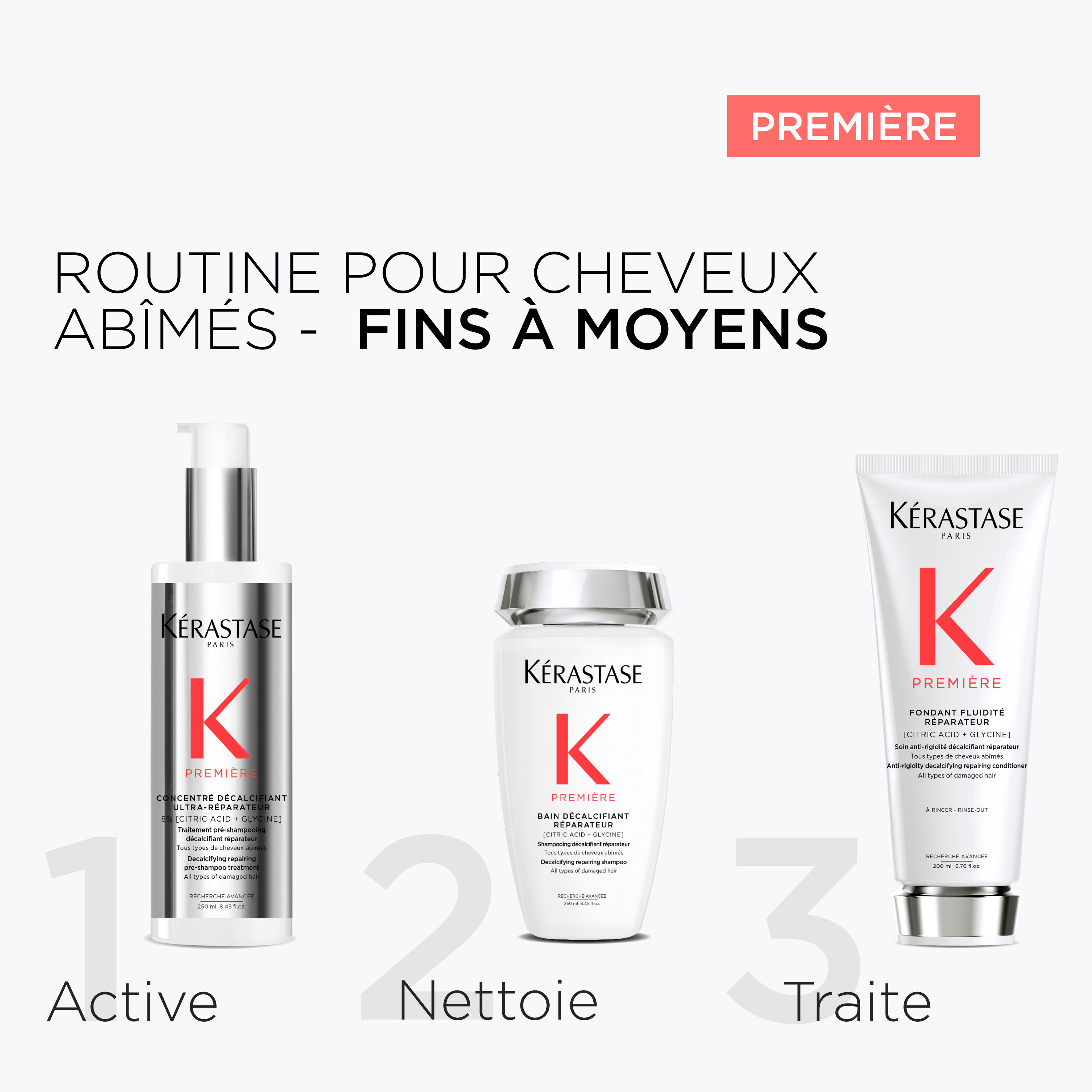 ROUTINE PREMIERE POUR CHEVEUX ABIMES FINS A MOYENS