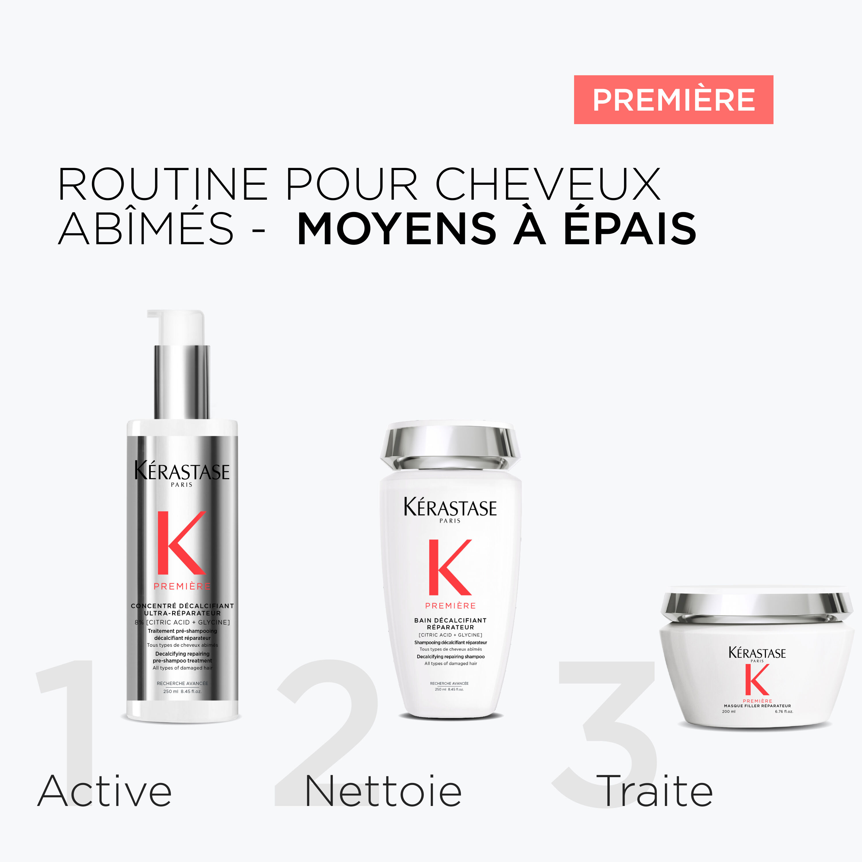 ROUTINE PREMIERE POUR CHEVEUX ABIMES MOYENS A EPAIS