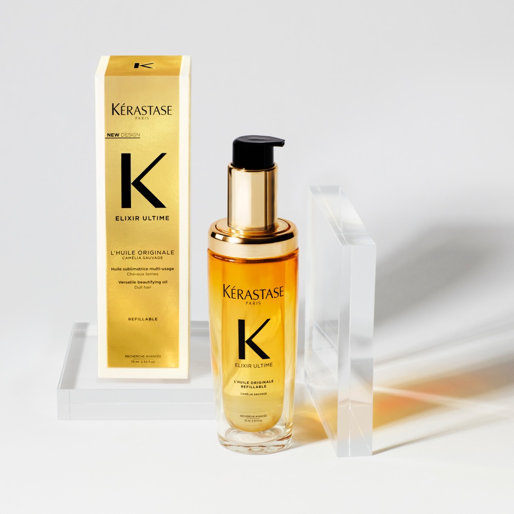 L’huile capillaire emblématique et polyvalente Elixir Ultime de Kérastase est maintenant rechargeable. 
