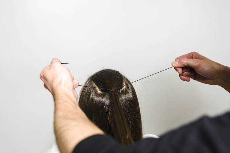 Bandage ponytail hairstyle tutorial step 3