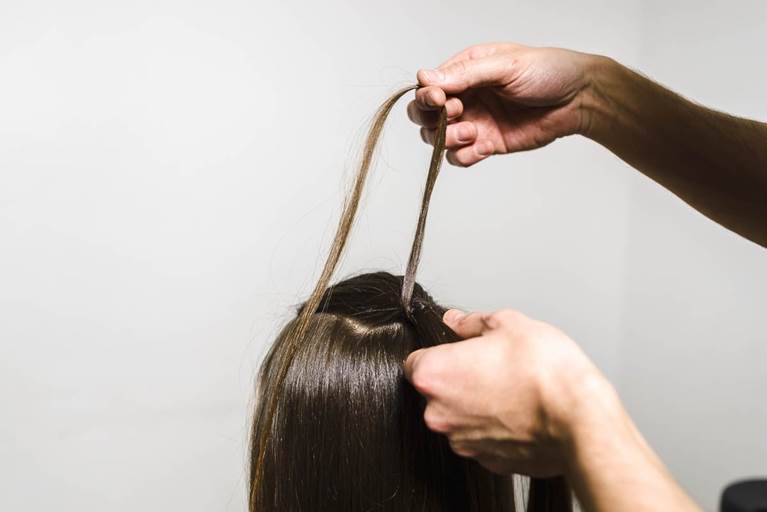Bandage ponytail hairstyle tutorial step 4