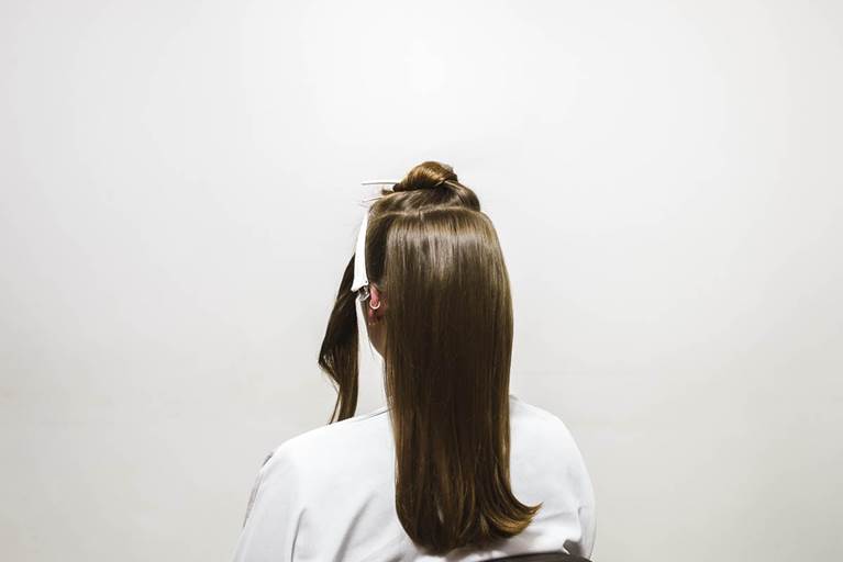Deconstructed French Twist hairstyle tutorial step 2