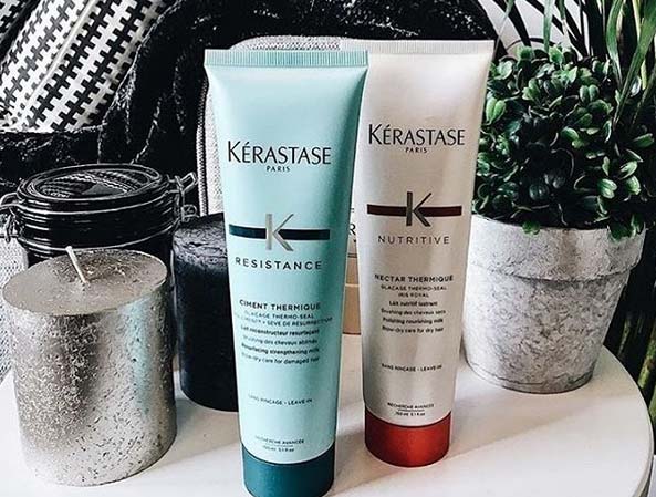 Ciment Thermique + Nectar Thermique Preps Hair Fiber for Blow Drying